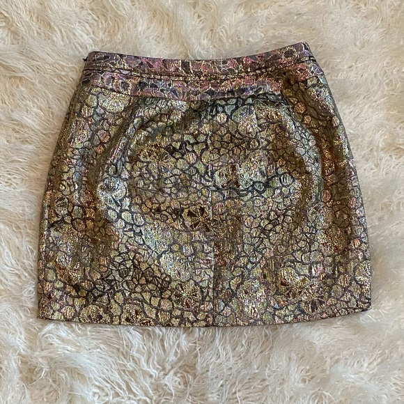 Urban Outfitters Kimchi Blue Metallic Jacquard Mini Skirt, Size 6 - Picture 3 of 5